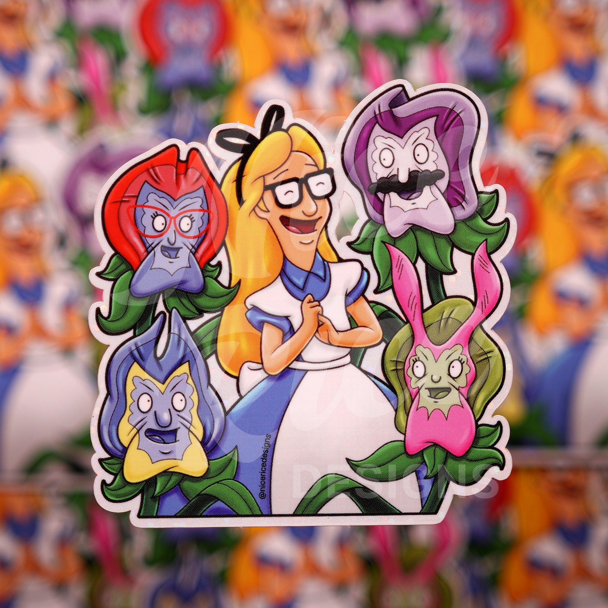 Erotic Friend Fiction in Wonderland Sticker by Nice Rice Designs