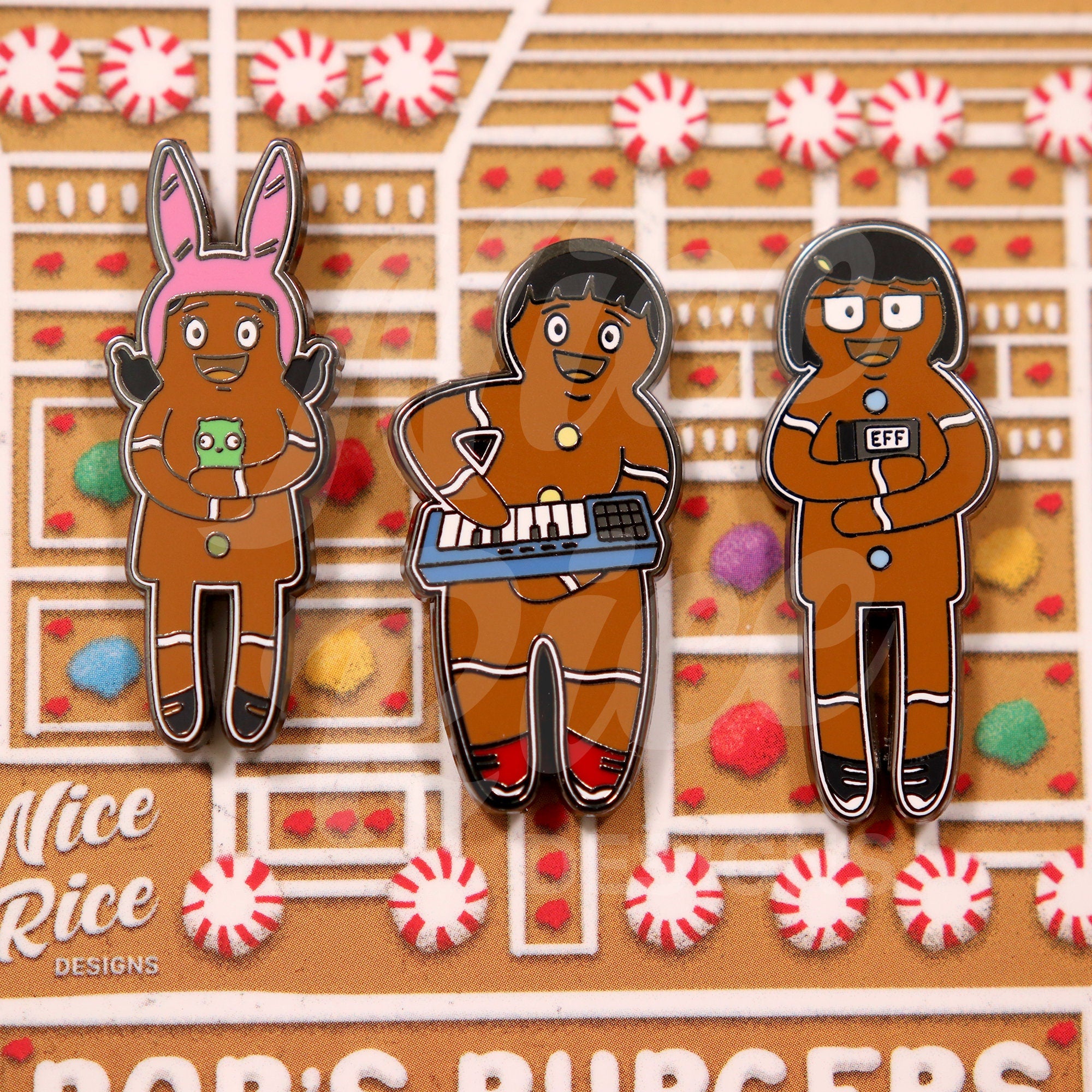 Gingerbread Family Pin Set by Nice Rice Designs