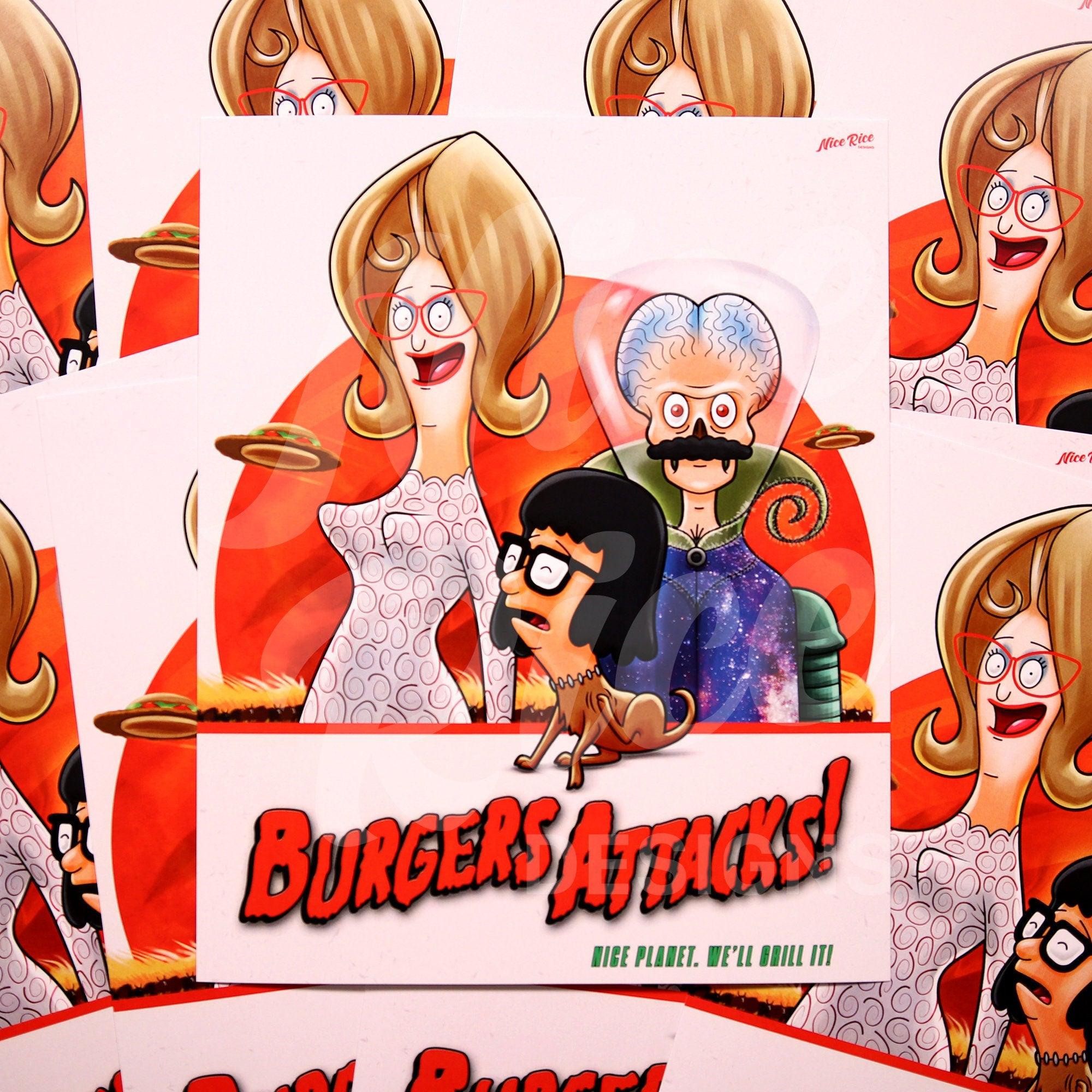 Burgers Attacks! Print by Nice Rice Designs
